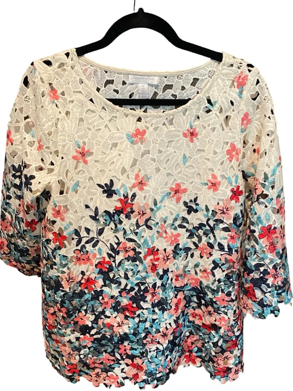 Charter Club floral lace top. EUC - Picture 4 of 9